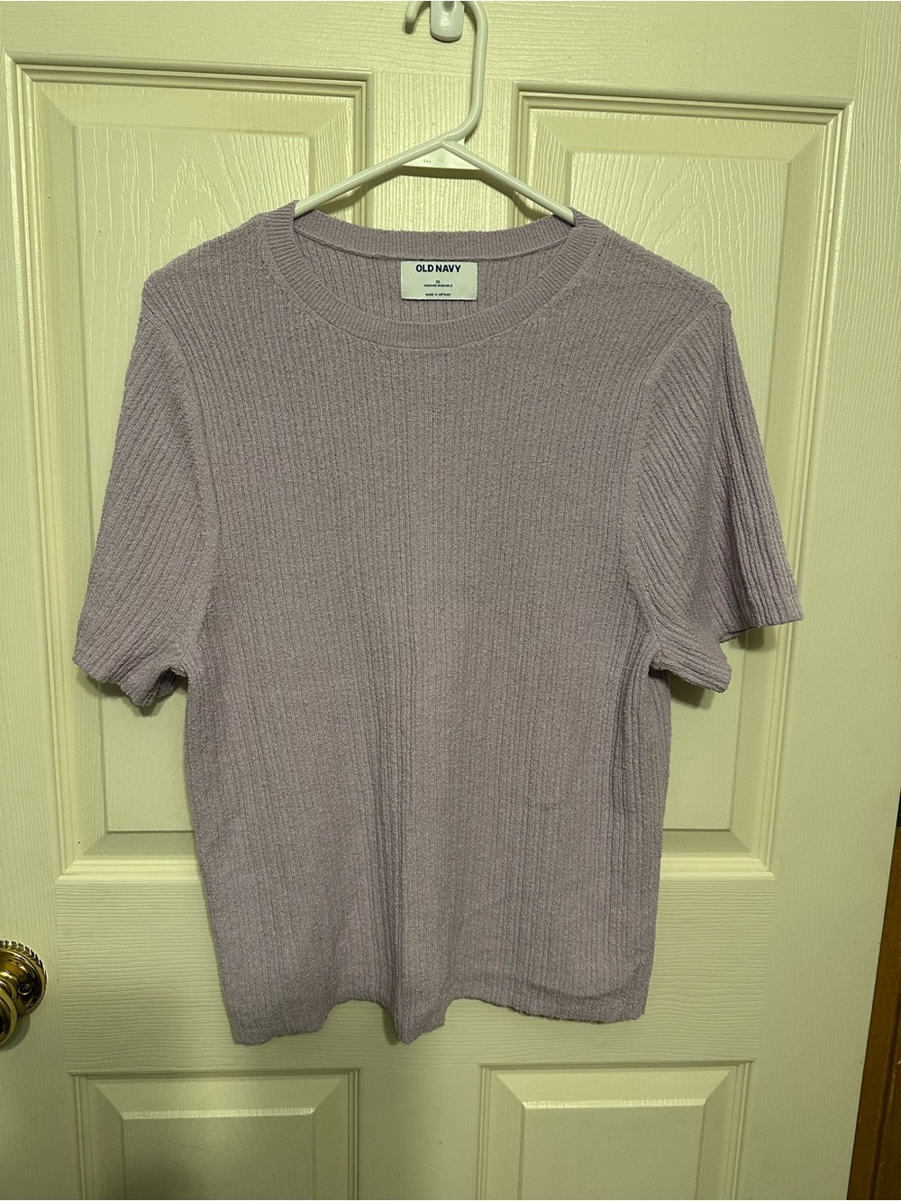 Old Navy Lilac Ribbed Short Sleeve Knit Top